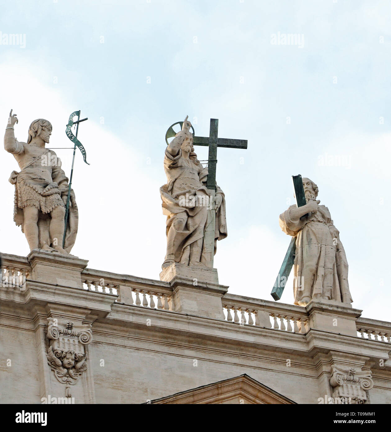 majestic statue of Jesus Christ Risen above St. Peter's Basilica in the