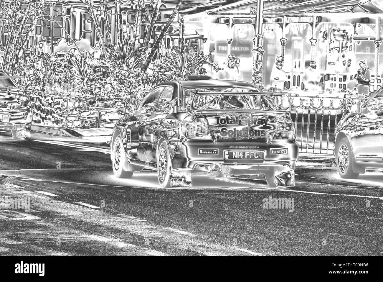 The Cambrian Rally in Llandudno, The images have a chrome effect which gives the image a metallic look Stock Photo