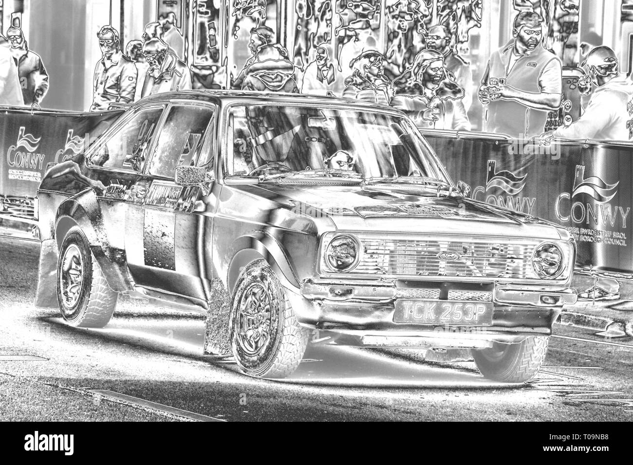 The Cambrian Rally in Llandudno, The images have a chrome effect which gives the image a metallic look Stock Photo