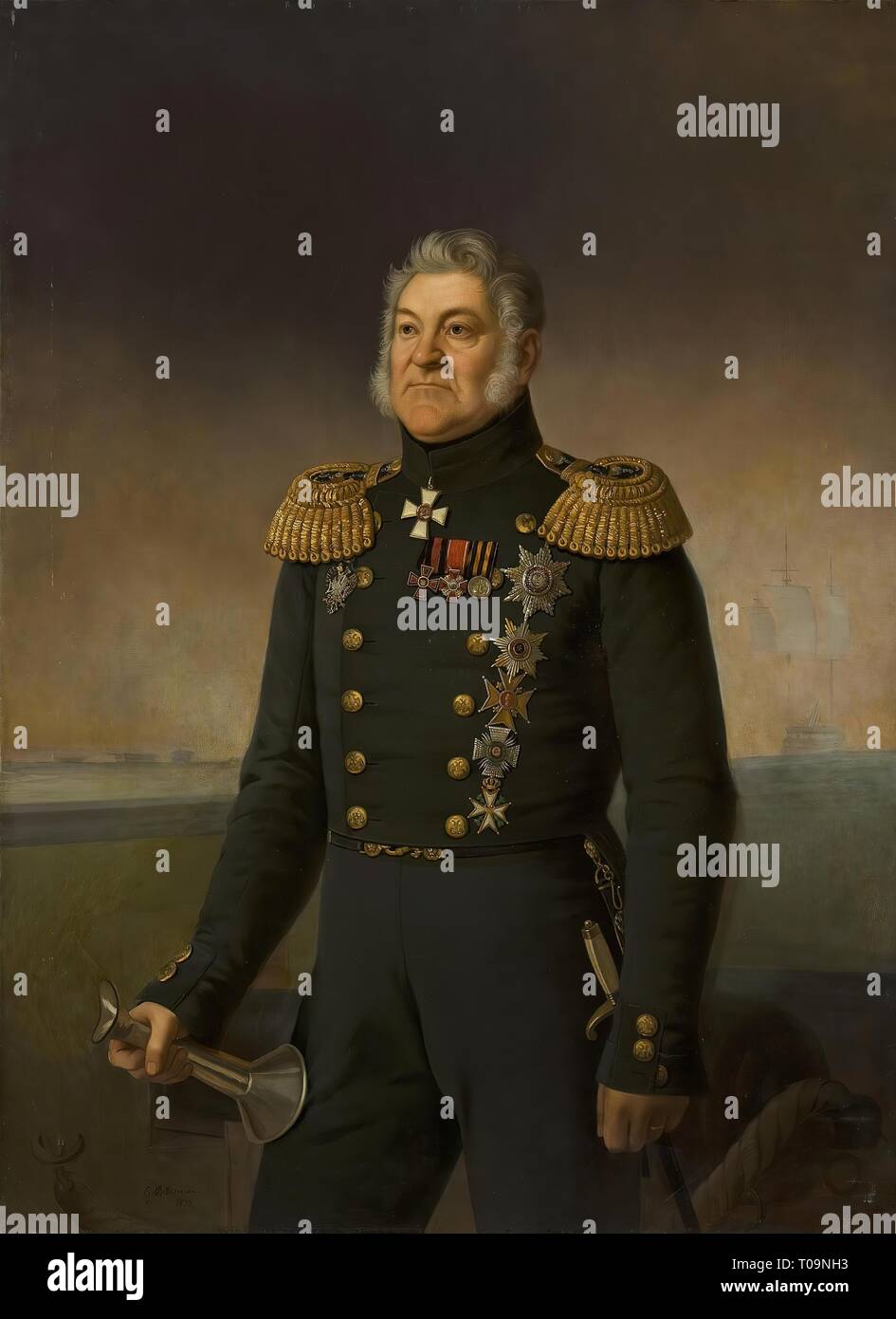 'Portrait of Admiral Login Heiden'. Russia, 1877. Dimensions: 140,4x102,4 cm. Museum: State Hermitage, St. Petersburg. Author: Yegor Botman (Georg). Yegor Bottman (Gregor). Stock Photo