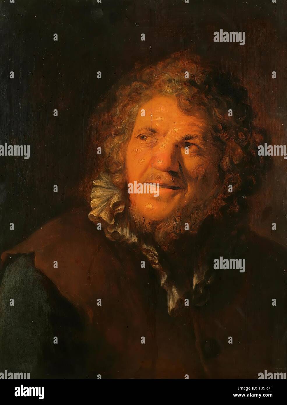 'Smiling Old Man (Abraham Grapheus ? )'. Holland, 1635-1640. Dimensions: 60x48 cm. Museum: State Hermitage, St. Petersburg. Author: Jan Lievens. Stock Photo