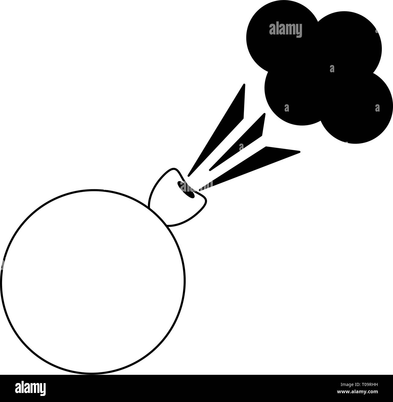 Joke fart globe cartoon isolated in black and white Stock Vector