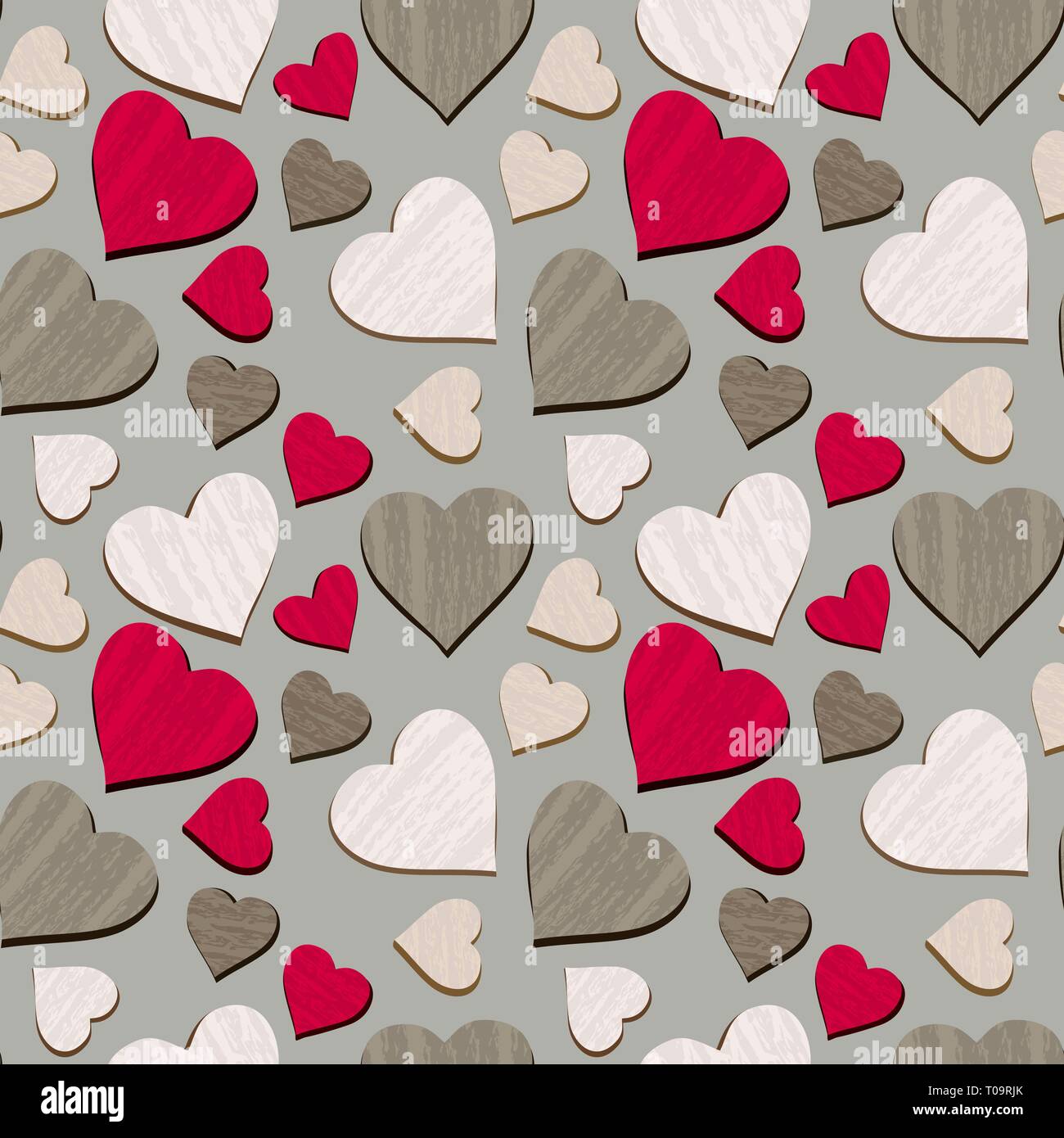 Texured hearts seamless pattern background Stock Vector