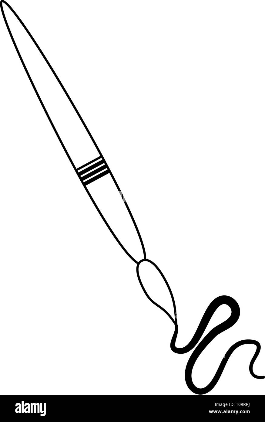 Paint brush drawing cartoon in black and white Stock Vector Image & Art
