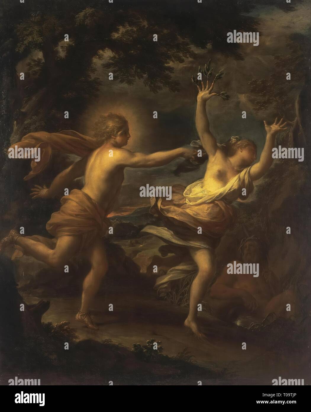 'Apollo and Daphne'. Italy, First third of the 18th century. Dimensions: 73x59,5 cm. Museum: State Hermitage, St. Petersburg. Author: FRANCESCO TREVISANI. Stock Photo