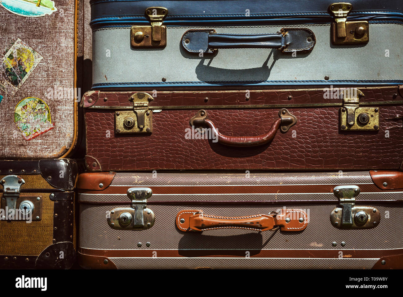 stacked vintage suitcases