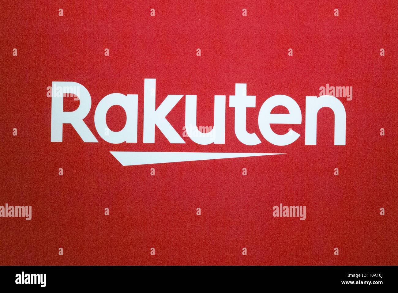 Tokyo Japan 18th Mar 19 A Logo Of Rakuten On Display During A News Conference To Announce The Release Of An Original Point Card Which Can Be Used At All Of The Tokyo Japan 18th Mar 19 A Logo Of Rakuten On Display During A News Conference To Announce The Release Of An Original Point Card Which Can Be Used At All Of The
