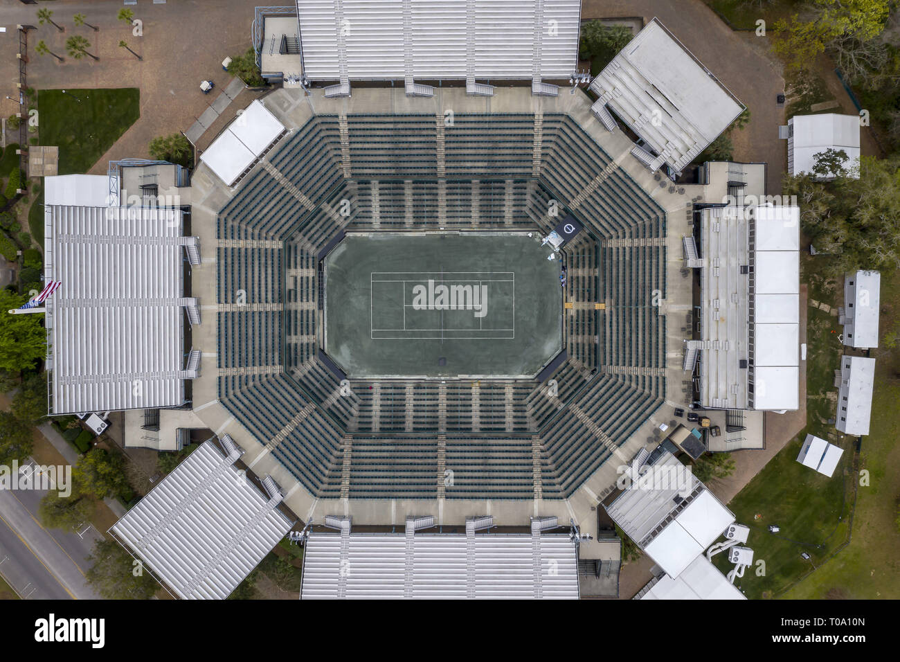 Daniel Island, South Carolina, USA. 16th Mar, 2019. March 16, 2019 - Daniel Island, South Carolina, USA: Aerial views of the Volvo Car Open Stadium in Daniel Island, SC. (Credit Image: © Walter G Arce Sr Aspdrones/ASP) Stock Photo