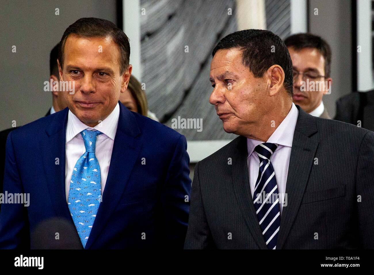 Sao Paulo Brazil 18th Mar 2019 Hamilton Mourao And Joao Doria The Vice President Of The Republic Hamilton Mourao And The Governor Of The State Of Sao Paulo Joao Doria Met