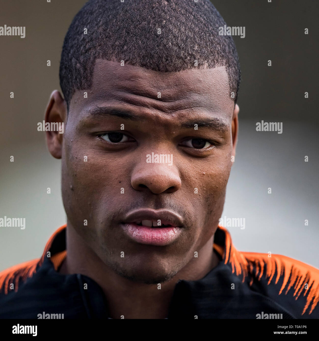 ZEIST, training Dutch team, Nederlands Elftal, football, season 2018-2019, 18-03-2018, KNVB Sports Centre, Denzel Dumphries Stock Photo