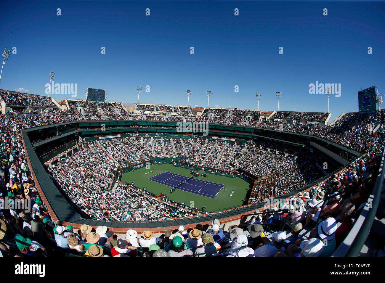 March 17, 2019 General view of Stadium 1 during the women's singles final match between Angelique Kerber (GER) and Bianca Andreescu (CAN) at the 2019 BNP Paribas Open at Indian Wells Tennis Garden in Indian Wells, California. Charles Baus/CSM Stock Photo