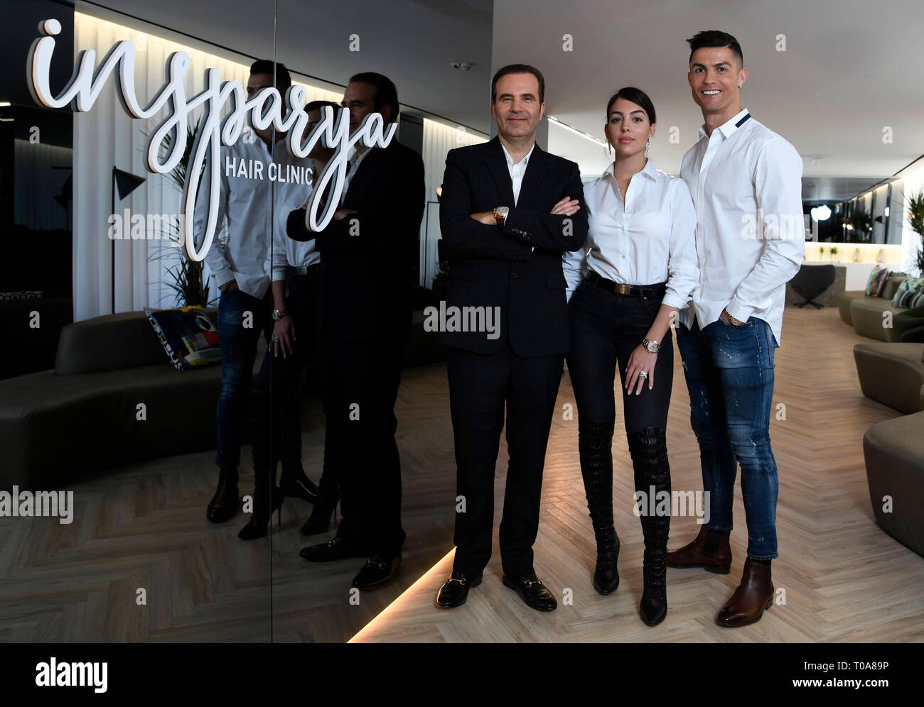 Cristiano Ronaldo And Georgina Rodriguez And Son Cristiano Ronaldo Jr During The Inauguration Of A Hair Transplant Clinic In Madrid Monday March 18 2019 Cordon Press Stock Photo Alamy