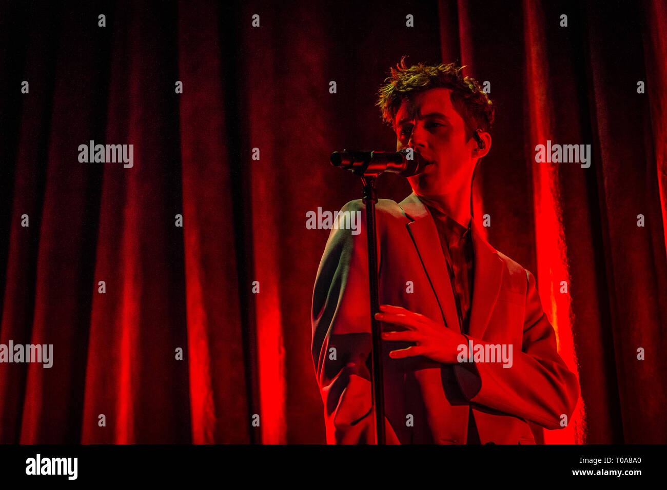 Copenhagen, Denmark. 18th Mar, 2019. Denmark, Roskilde - March 18, 2019. The South African-Australian singer, songwriter and actor Troye Sivan performs a live concert at Forum in Copenhagen. (Photo Credit: Gonzales Photo/Alamy Live News Stock Photo