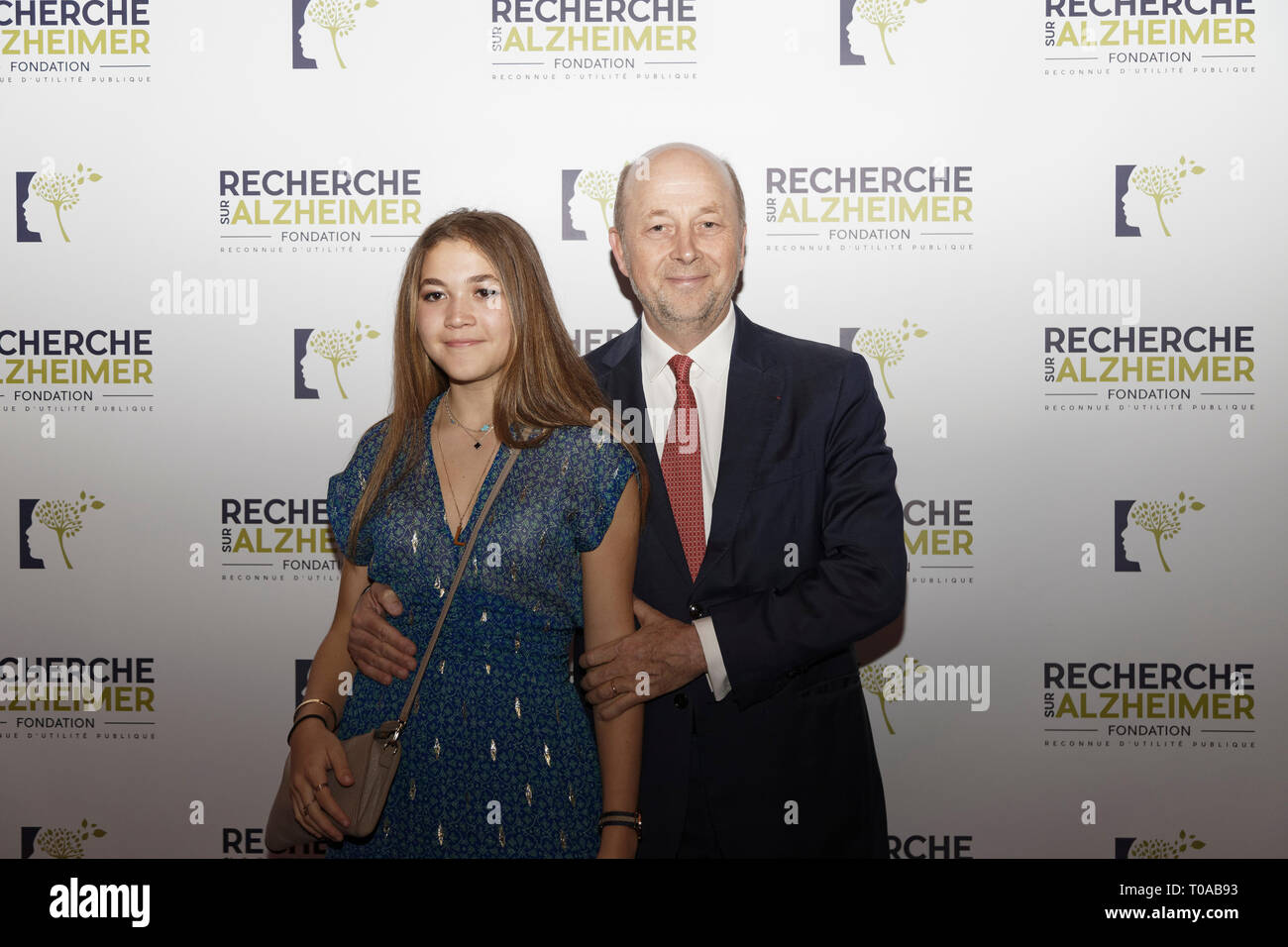 Paris, France. 18th Mar 2019. Olivier De Ladoucette and his daughter - Photocall of the 14th Gala 2019 of the Association for Alzheimer Research at the Olympia in Paris on March 18, 2019, France Credit: Véronique PHITOUSSI/Alamy Live News Stock Photo