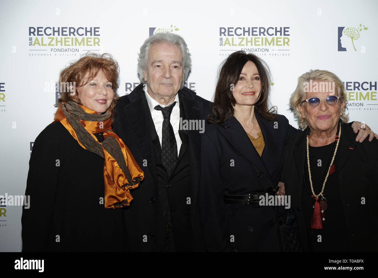 Paris, France. 18th Mar 2019. Agathe Natanson (L), Pierre Arditi, Evelyne Bouix and Veronique de Villele (R) present - Photocall of the 14th Gala 2019 of the Association for Alzheimer Research at the Olympia in Paris on March 18, 2019 Credit: Véronique PHITOUSSI/Alamy Live News Stock Photo