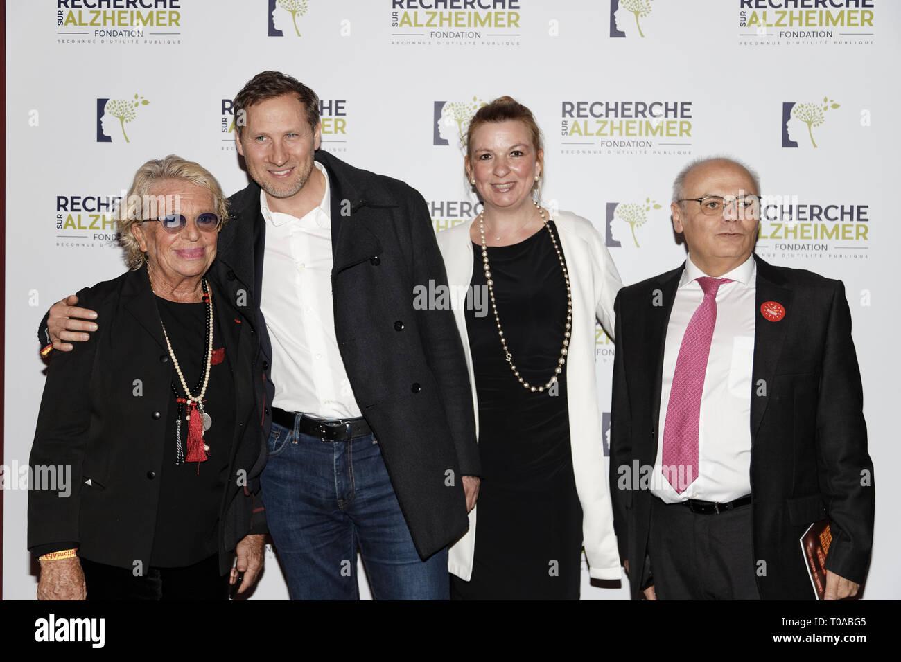 Paris, France. 18th Mar 2019. Veronique de Villele (L), Dany Mauro and personalities attend  - Photocall of the 14th Gala 2019 of the Association for Alzheimer Research at the Olympia in Paris on March 18, 2019, France Credit: Véronique PHITOUSSI/Alamy Live News Stock Photo