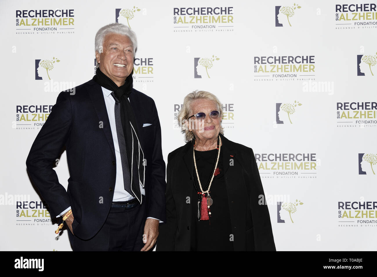 Paris, France. 18th Mar 2019. Veronique de Villele (L) and a guest  - Photocall of the 14th Gala 2019 of the Association for Alzheimer Research at the Olympia in Paris on March 18, 2019 Credit: Véronique PHITOUSSI/Alamy Live News Stock Photo