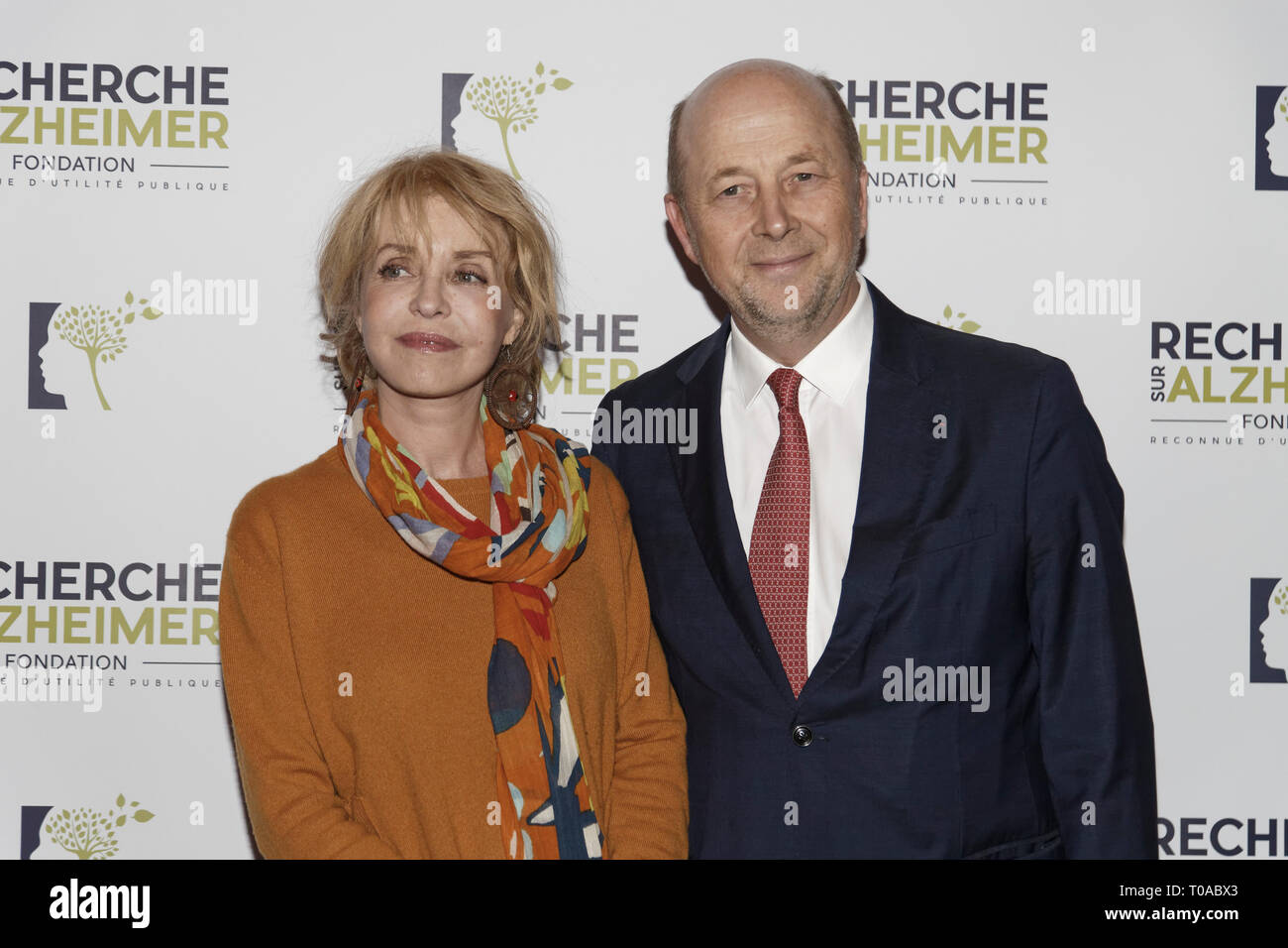 Paris, France. 18th Mar 2019. Fanny Cottençon and Olivier De Ladoucette - Photocall of the 14th Gala 2019 of the Association for Alzheimer Research at the Olympia in Paris on March 18, 2019 Credit: Véronique PHITOUSSI/Alamy Live News Stock Photo