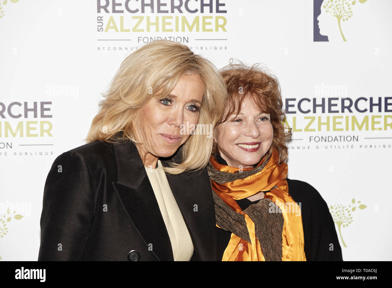 Paris, France. 18th Mar 2019. Brigitte Macron and Agathe Natanson - Photocall of the 14th Gala 2019 of the Association for Alzheimer Research at the Olympia in Paris on March 18, 2019 Credit: Véronique PHITOUSSI/Alamy Live News Stock Photo