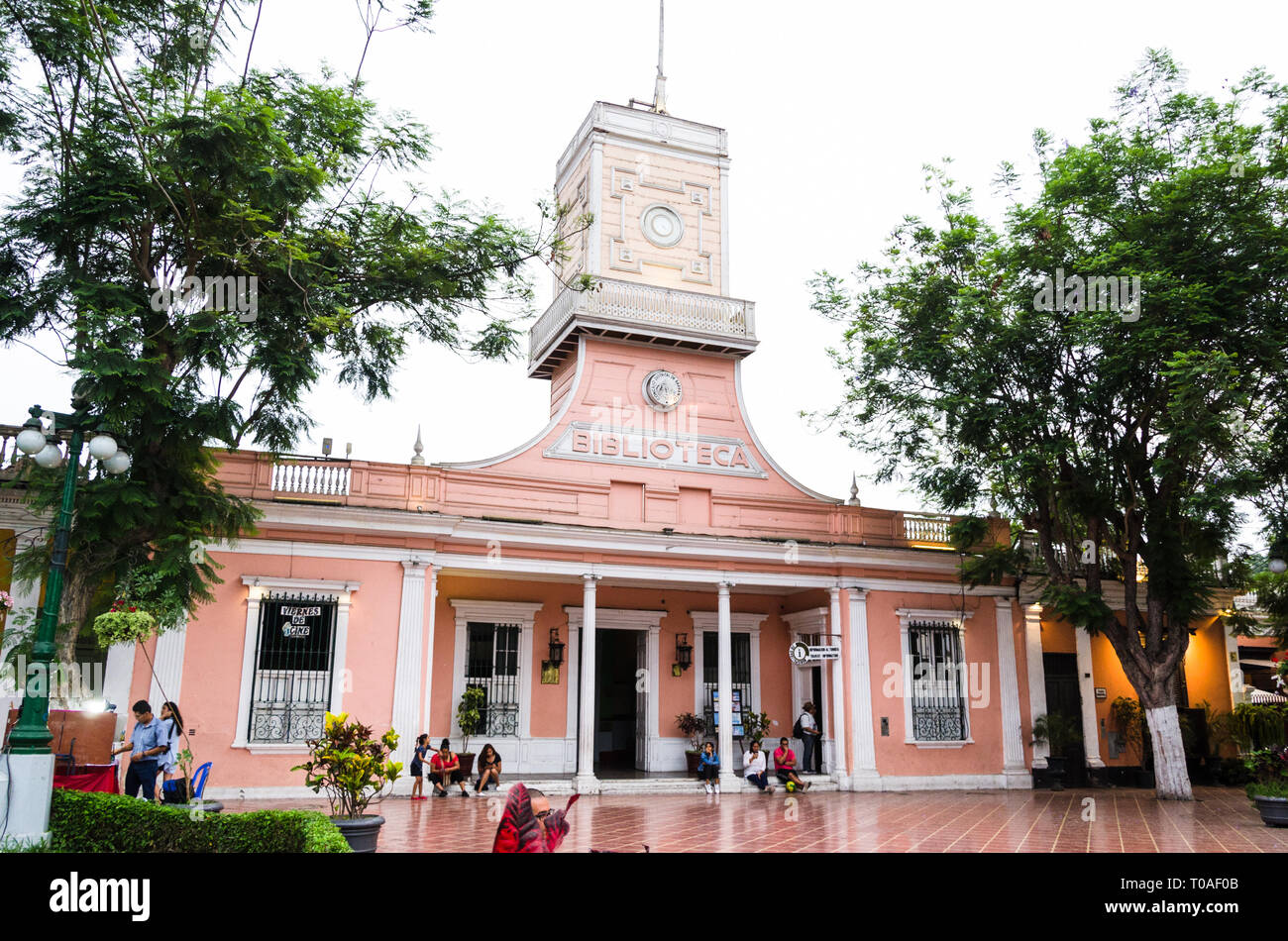 Lima, Peru January 17th, 2018 : The Municipal Library of Barranco Manuel Beingolea is considered by the National Institute of Culture as a historical monument Stock Photo