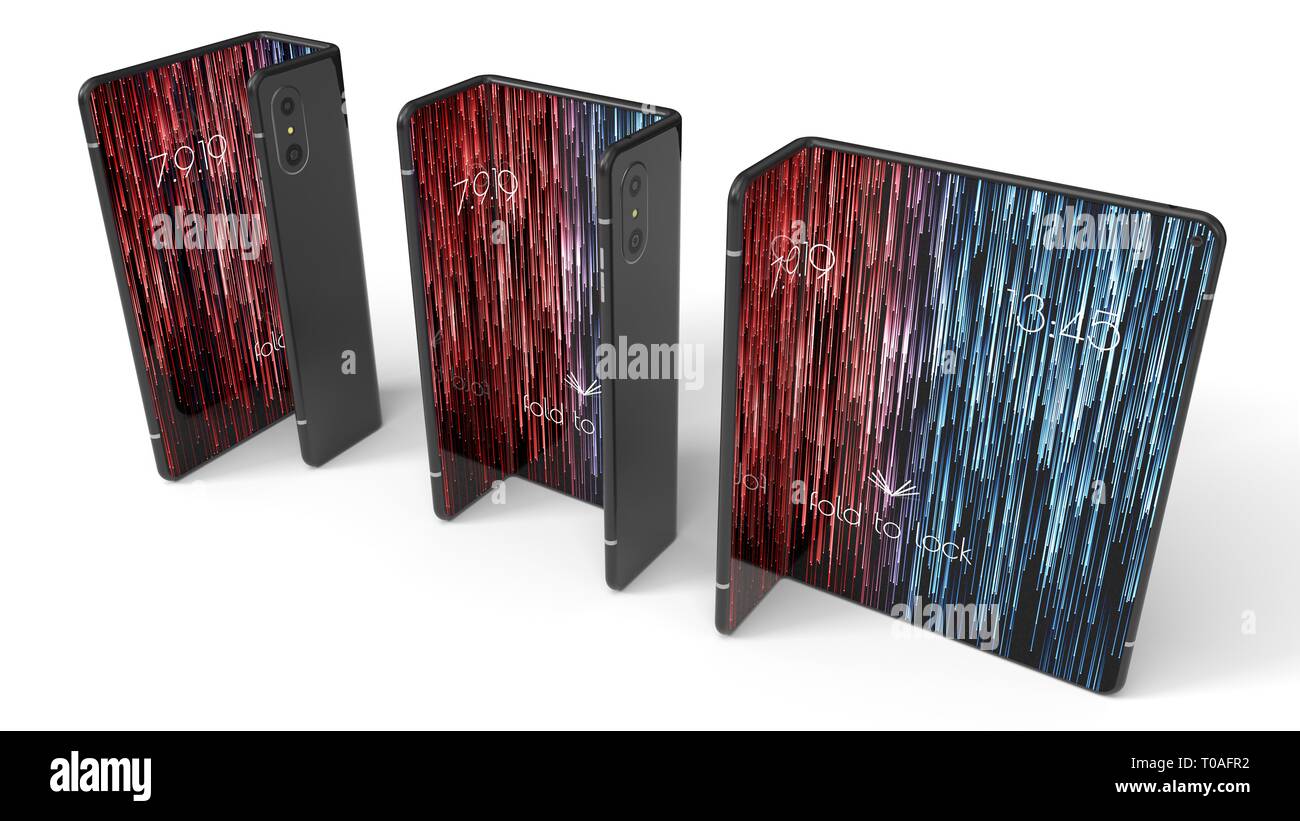 Foldable smartphone modern design. telephone and tablet hybrid. 3d ...