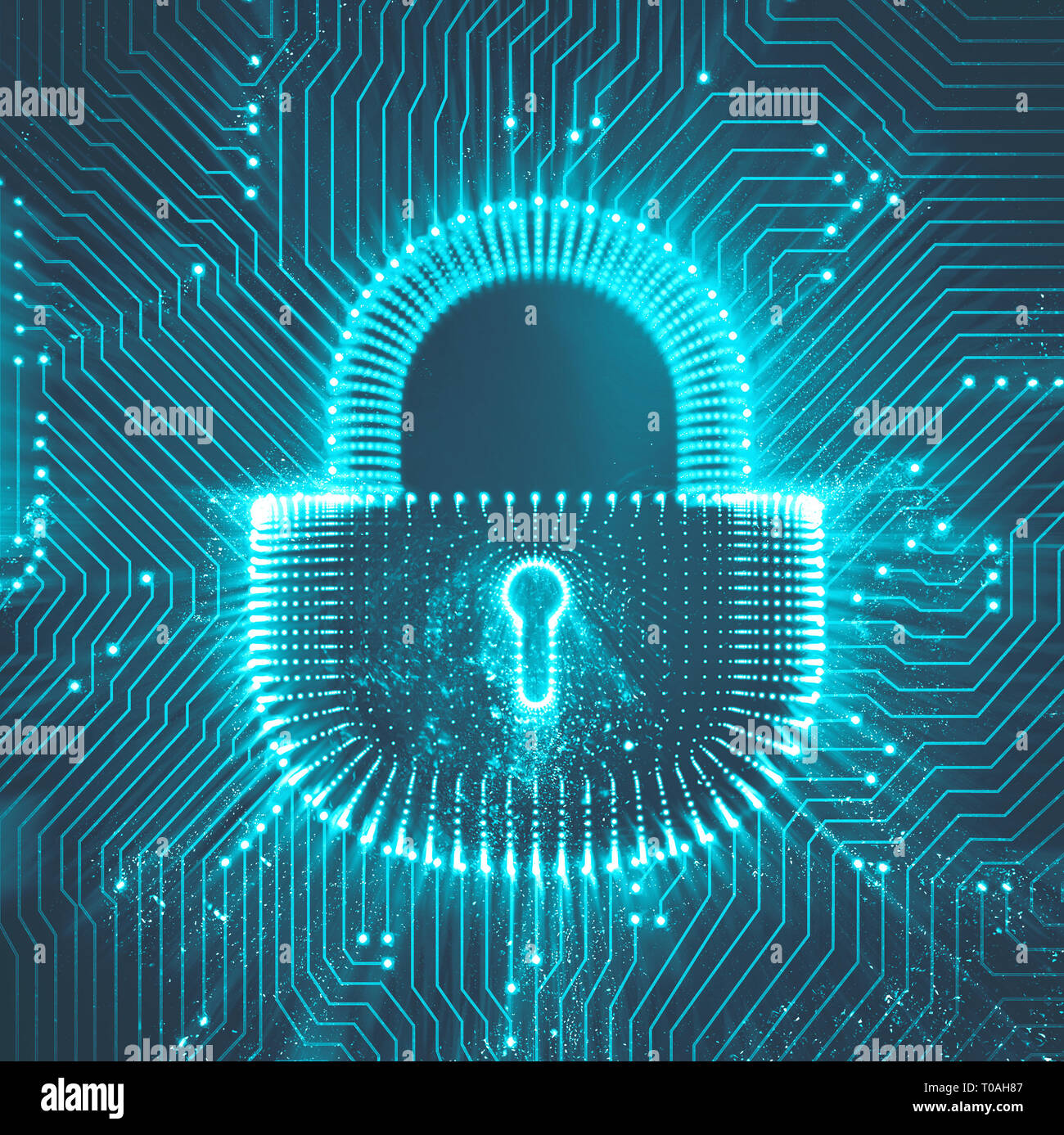 Coputer internet cyber security background. Cyber crime illustration.  digital lock Stock Photo - Alamy