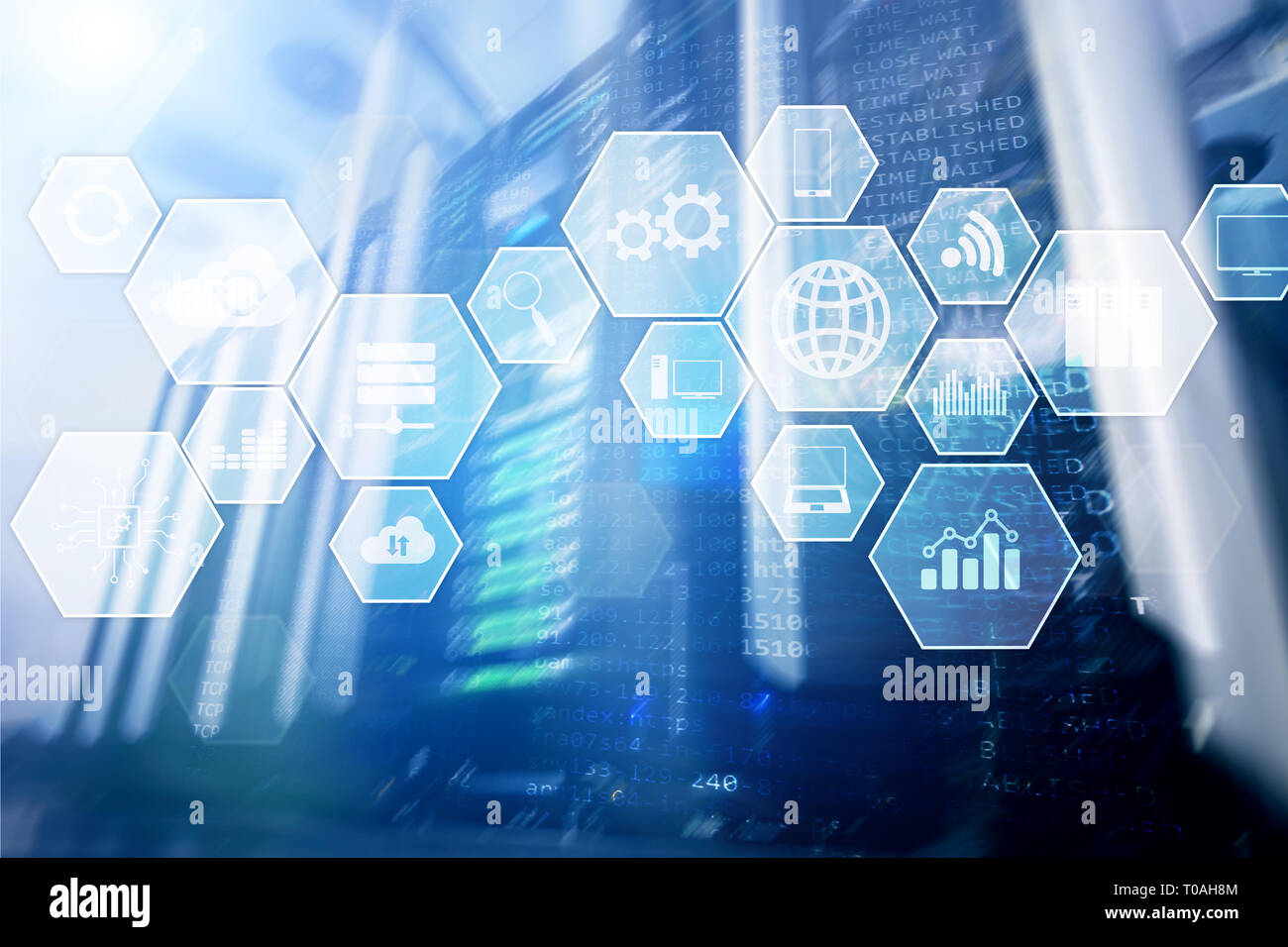 Technology infrastructure cloud technology and communication. Servers room Stock Photo