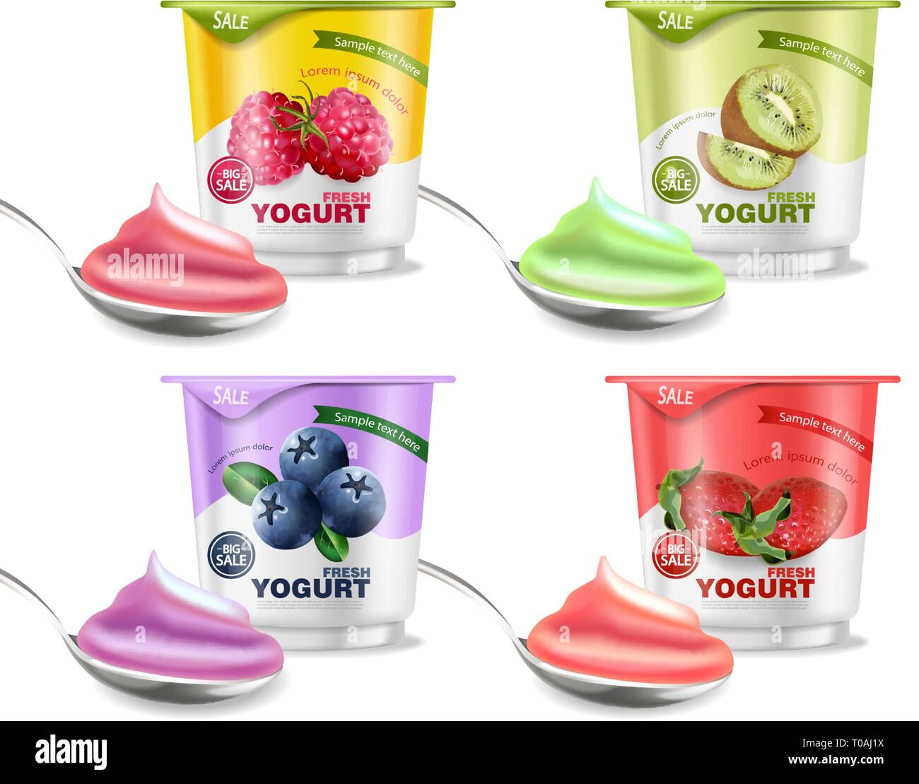 Collection fresh fruits yogurt Stock Vector Images - Alamy
