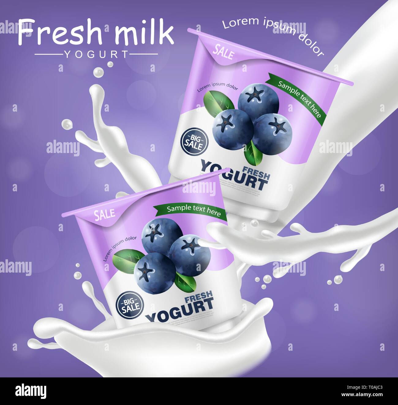 Download Blueberry Yogurt Vector Realistic Product Placement Mock Up Fresh Yogurt Splash With Fruits Label Design 3d Detailed Illustration Stock Vector Image Art Alamy