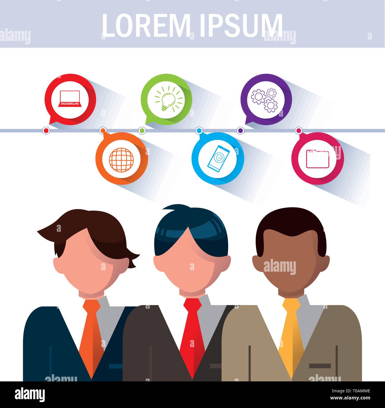 businesmen with infographic and business icons vector illustration ...