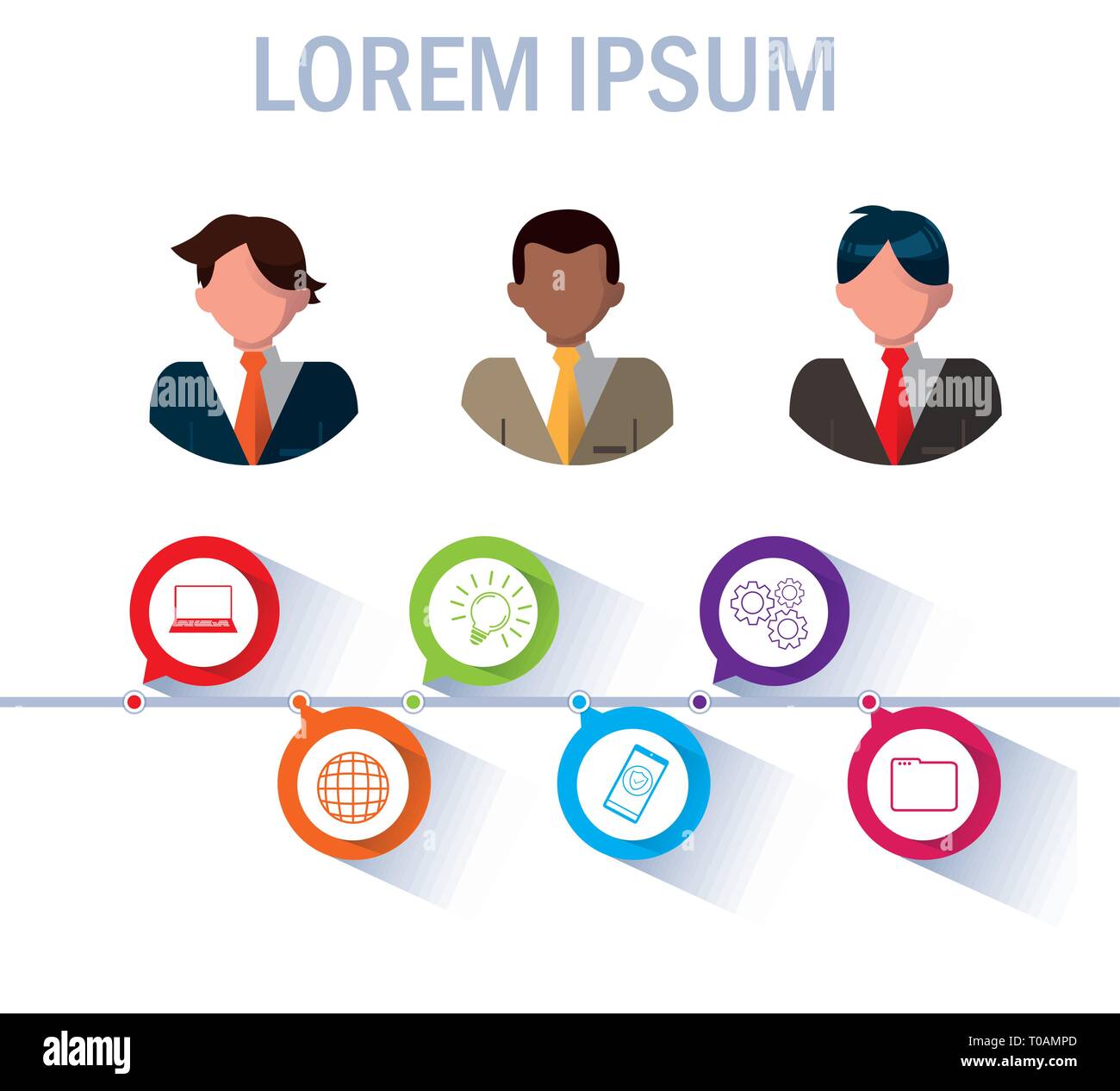 businesmen with infographic and business icons vector illustration ...