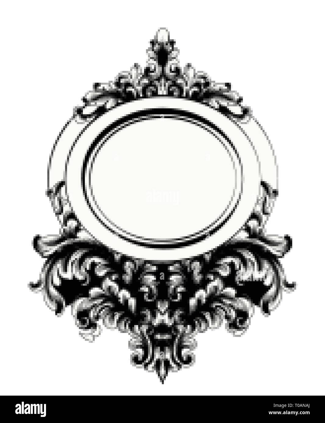 Baroque Mirror frame. Vector French Luxury rich intricate ornaments. Victorian Royal Style decor Stock Vector