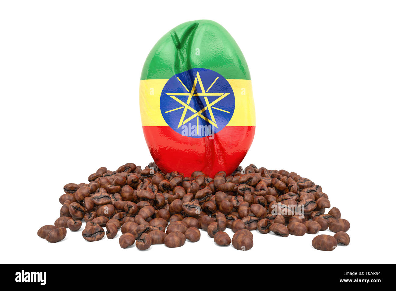 Coffee production in Ethiopia concept, 3D rendering isolated on white background Stock Photo