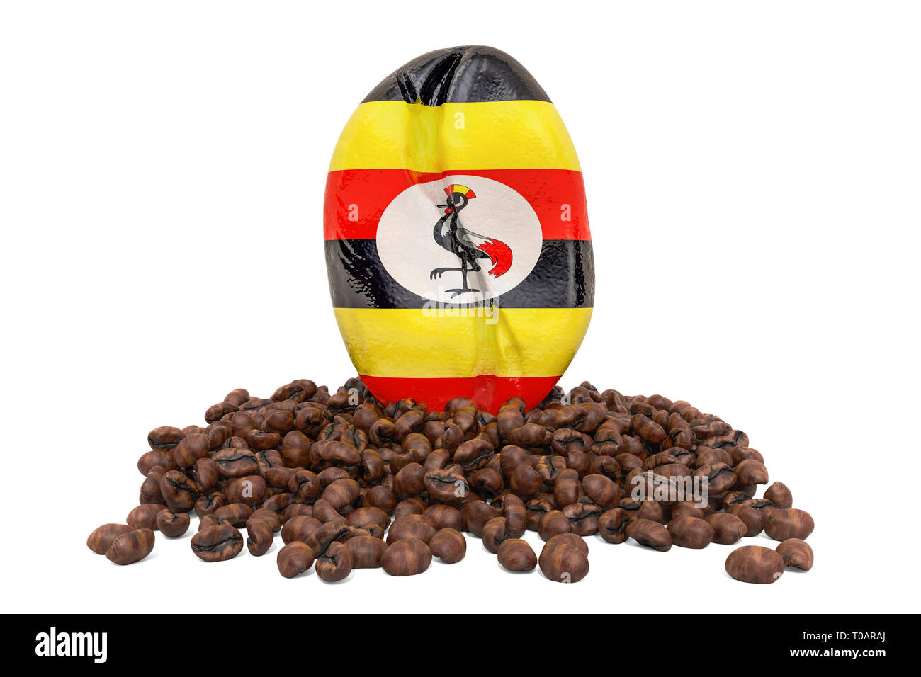 Coffee production in Uganda concept, 3D rendering isolated on white background Stock Photo