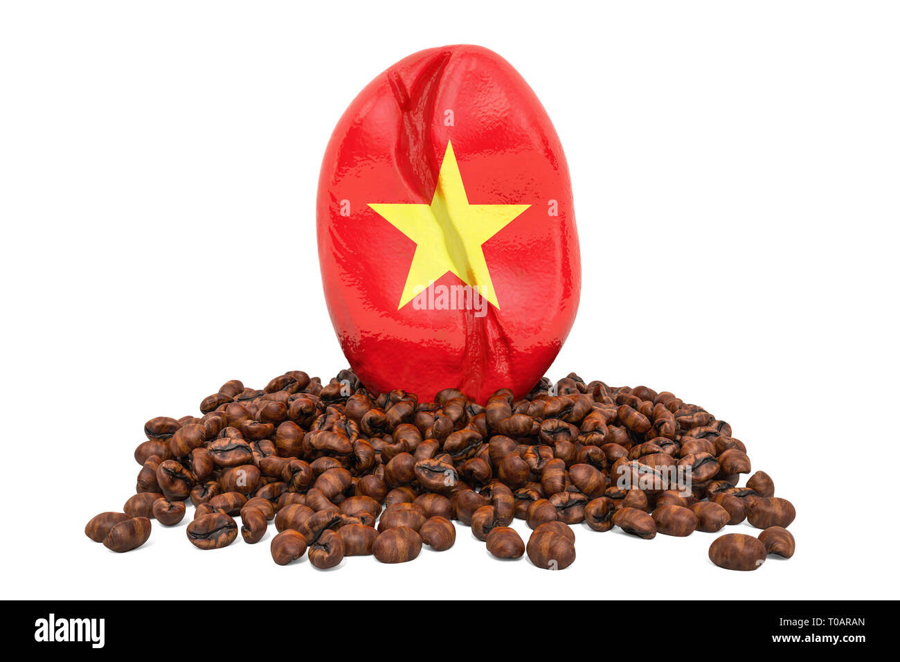 Coffee production in Vietnam concept, 3D rendering isolated on white background Stock Photo