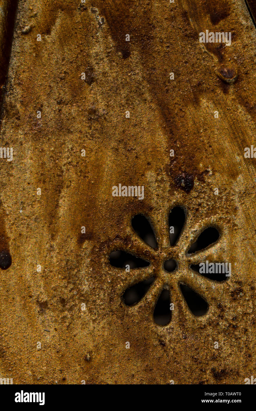 background with old and rusty copper material Stock Photo