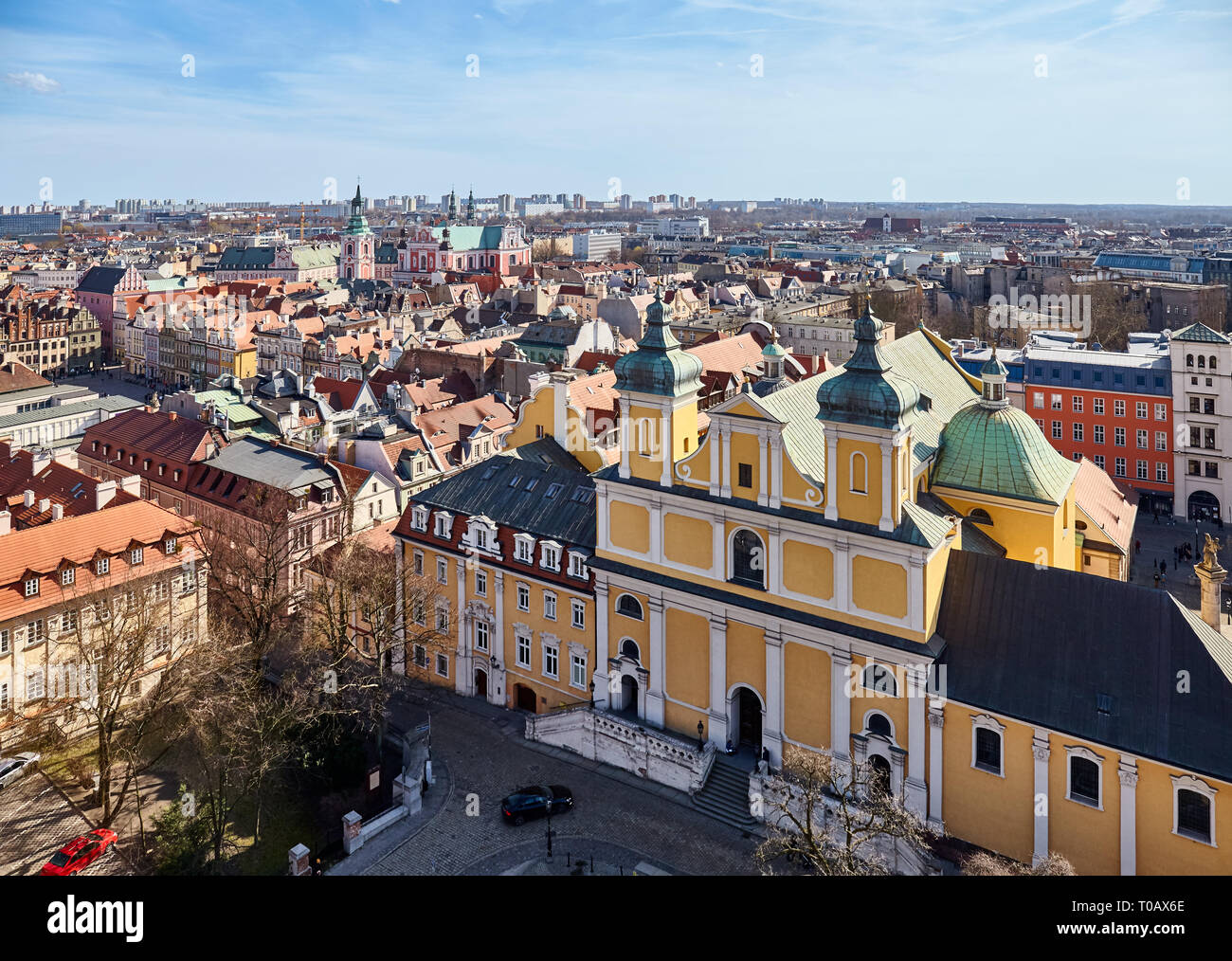 Aerial view of Poznan Old Town on a sunny day, Poland. Stock Photo