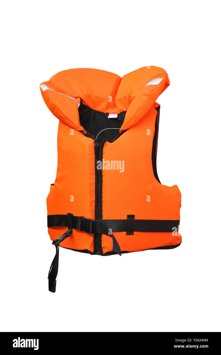 Florescent Orange Lifevest Safety Isolated on White Stock Photo - Alamy