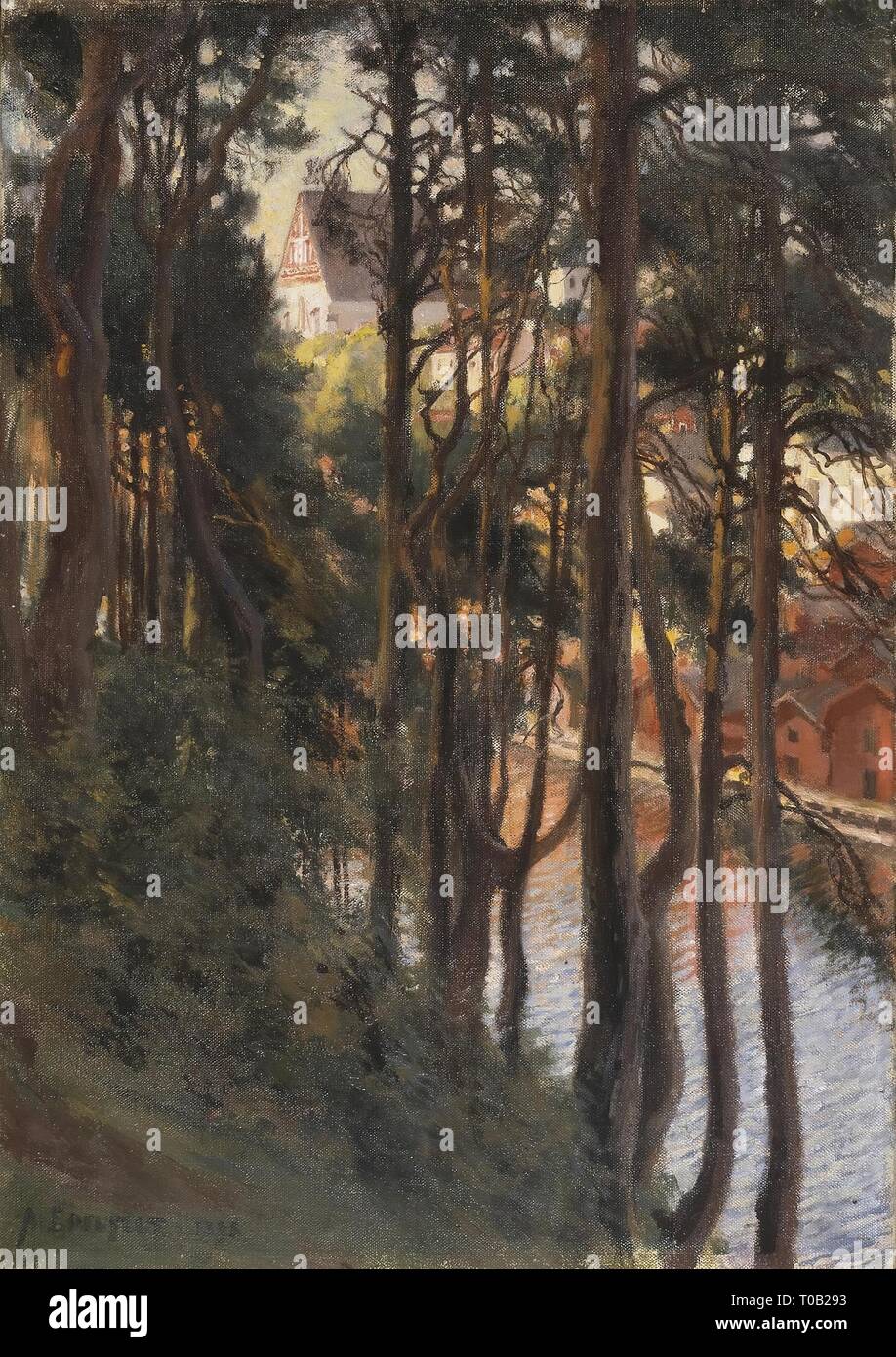 'View of Porvoo from Nasinmaki'. Finland, 1898. Dimensions: 64x45 cm. Museum: State Hermitage, St. Petersburg. Author: Albert Edelfelt (Gustaf Aristides). Stock Photo