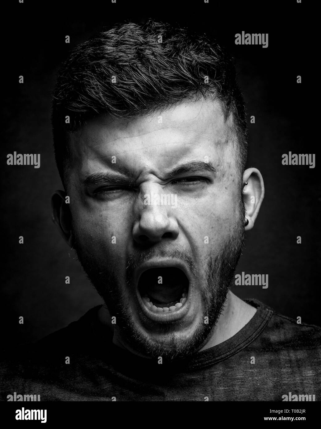 teen yawning at camera Stock Photo