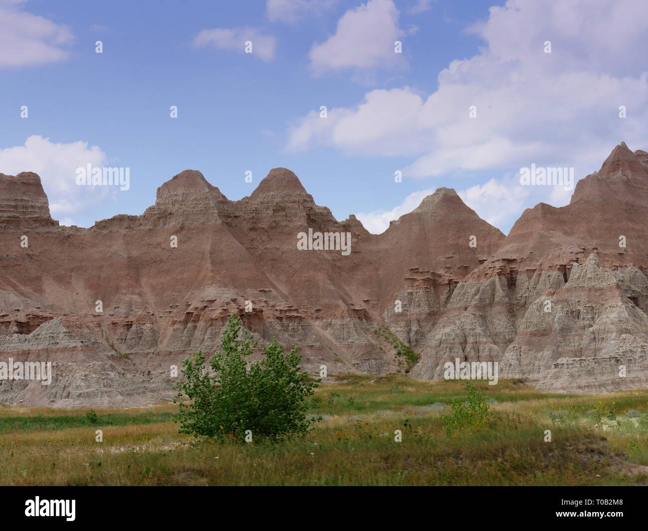 Medium close up of layered rock formations and stunning landscape of ...