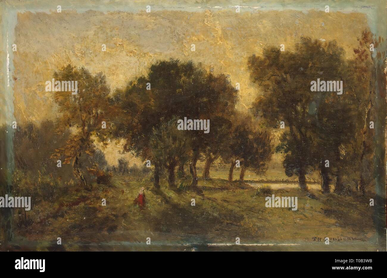 'Landscape'. France, Mid-19th century. Dimensions: 17x25,5 cm. Museum: State Hermitage, St. Petersburg. Author: THEODORE ROUSSEAU. Stock Photo