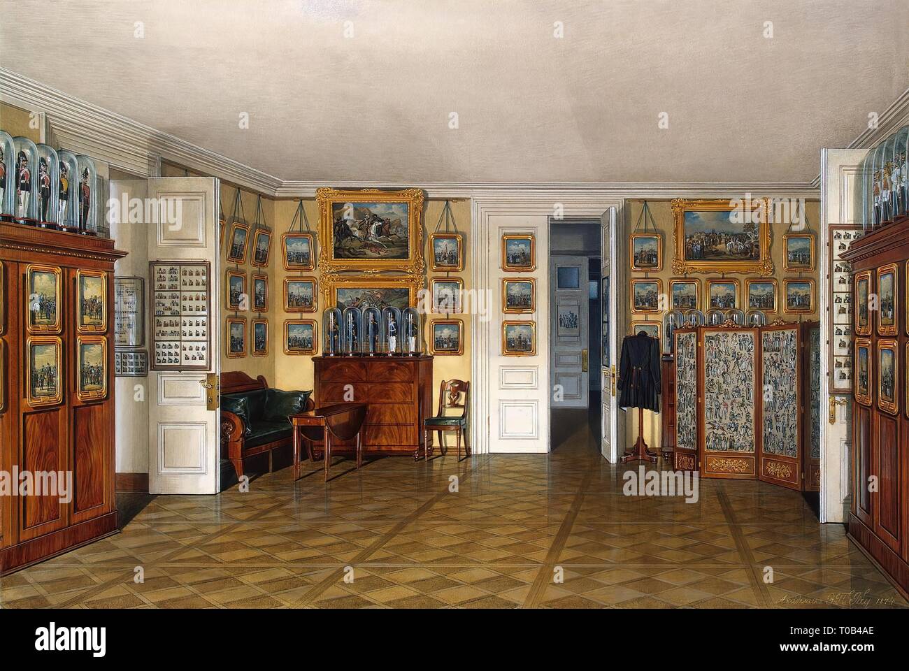 'Interiors of the Winter Palace. The Valet Room of Emperor Alexander II'. Russia, 1874. Dimensions: 30,2x46 cm. Museum: State Hermitage, St. Petersburg. Author: Edward Hau . EDUARD PETROWITSCH HAU. EDUARD HAU. Stock Photo
