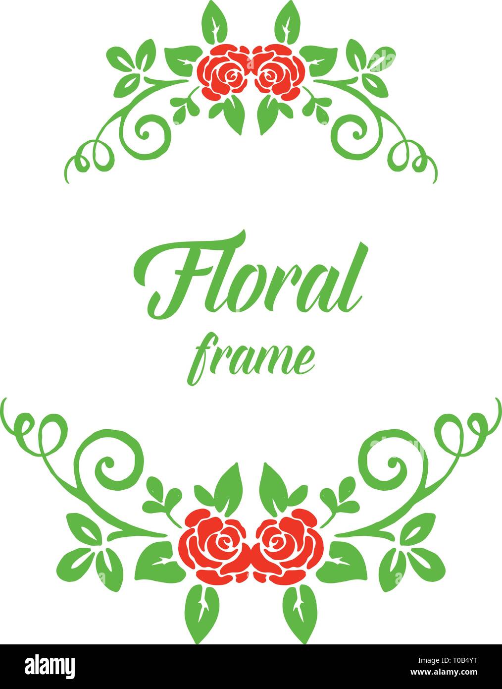 Vector illustration various texture frame floral red rose hand drawn ...