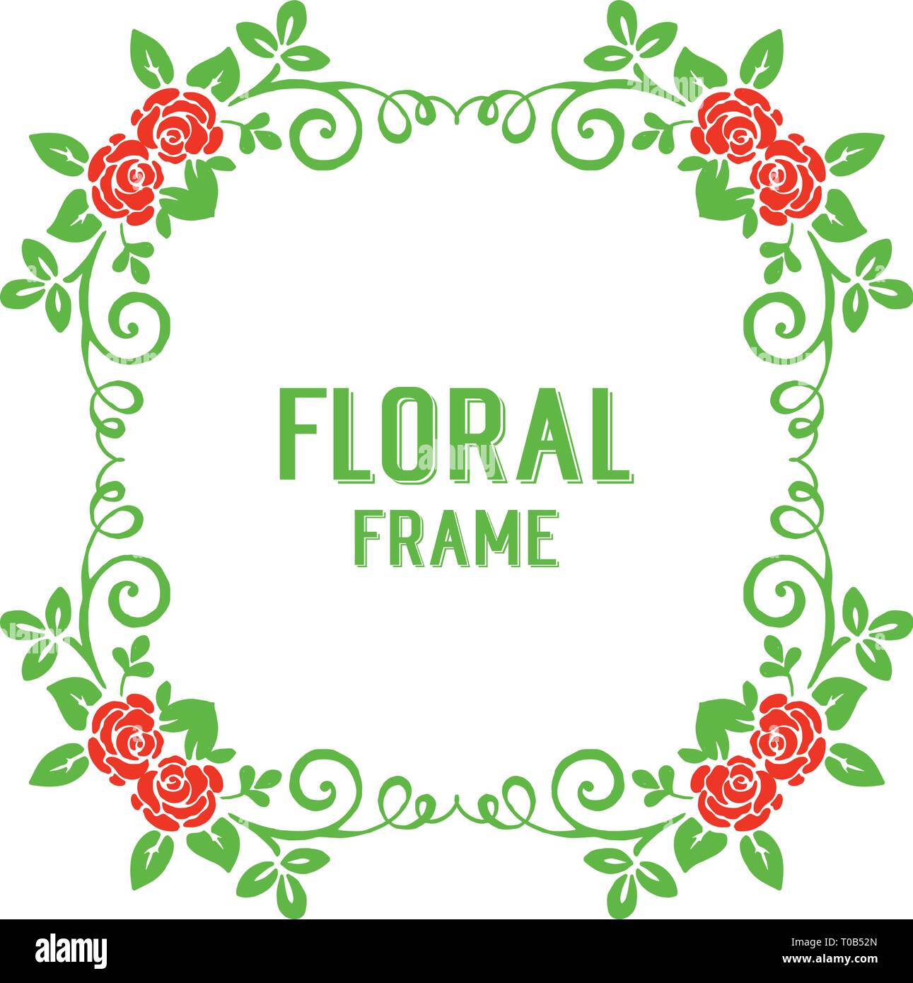 Vector illustration various texture frame floral red rose hand drawn ...