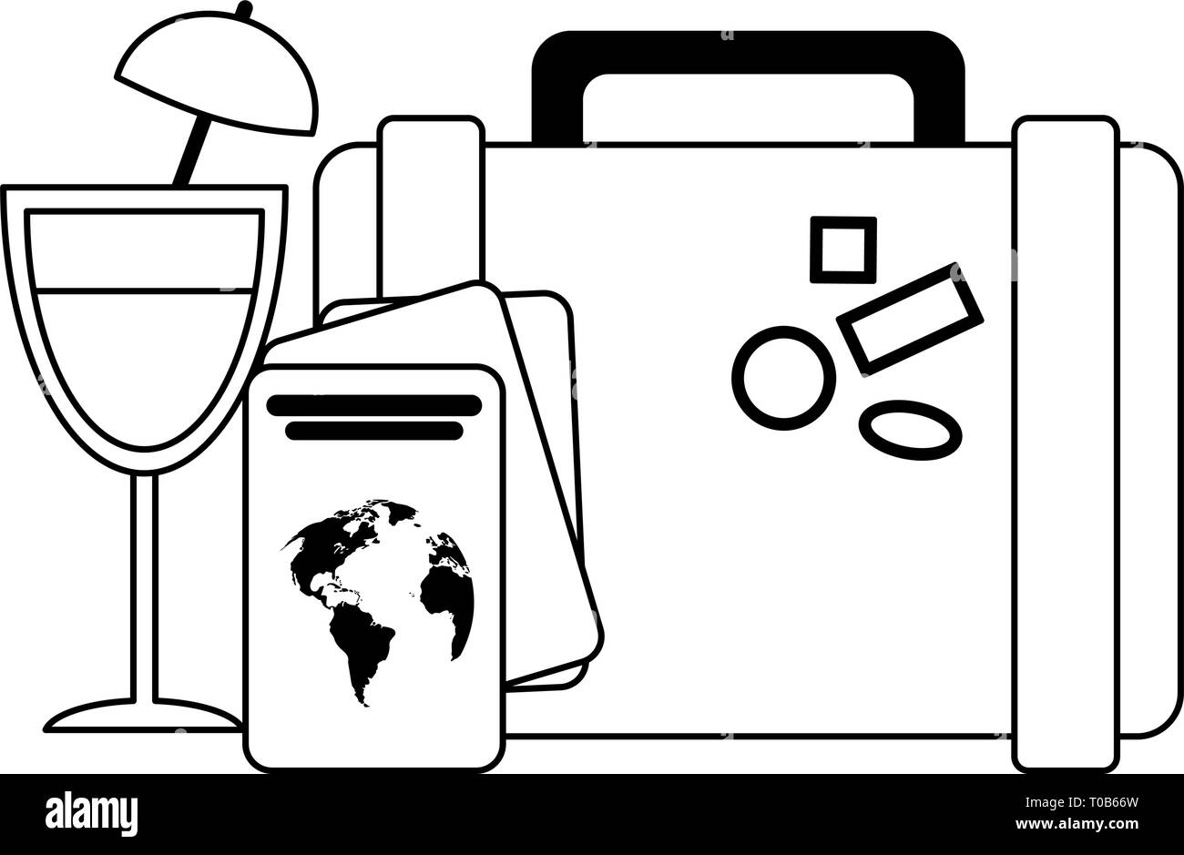 Travel and summer vacations in black and white Stock Vector Image & Art ...