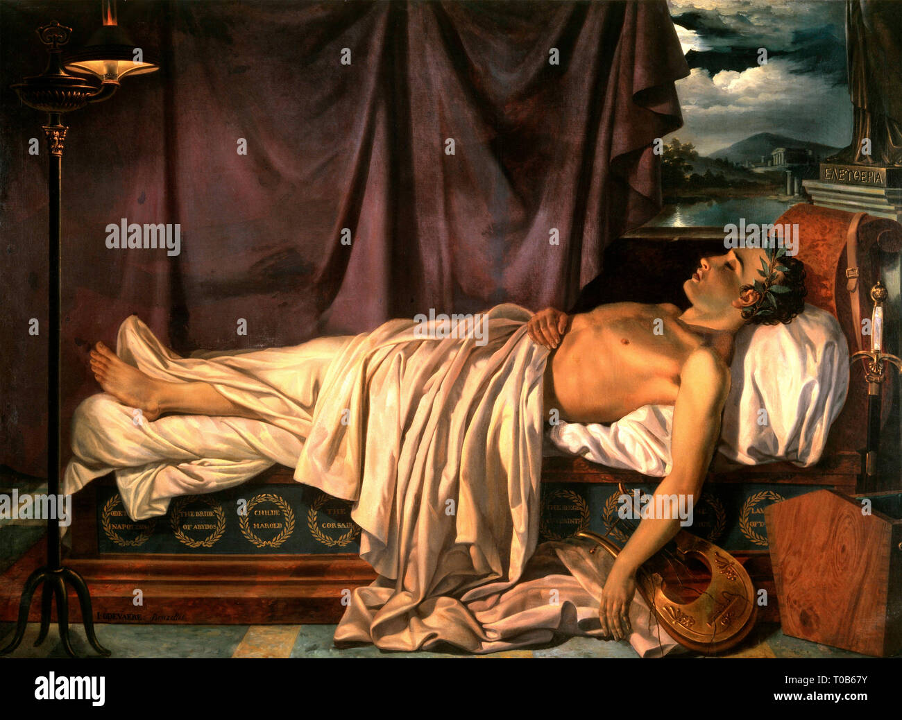 Lord Byron on his Death-bed - Joseph Denis Odevaere, circa 1826 Stock Photo