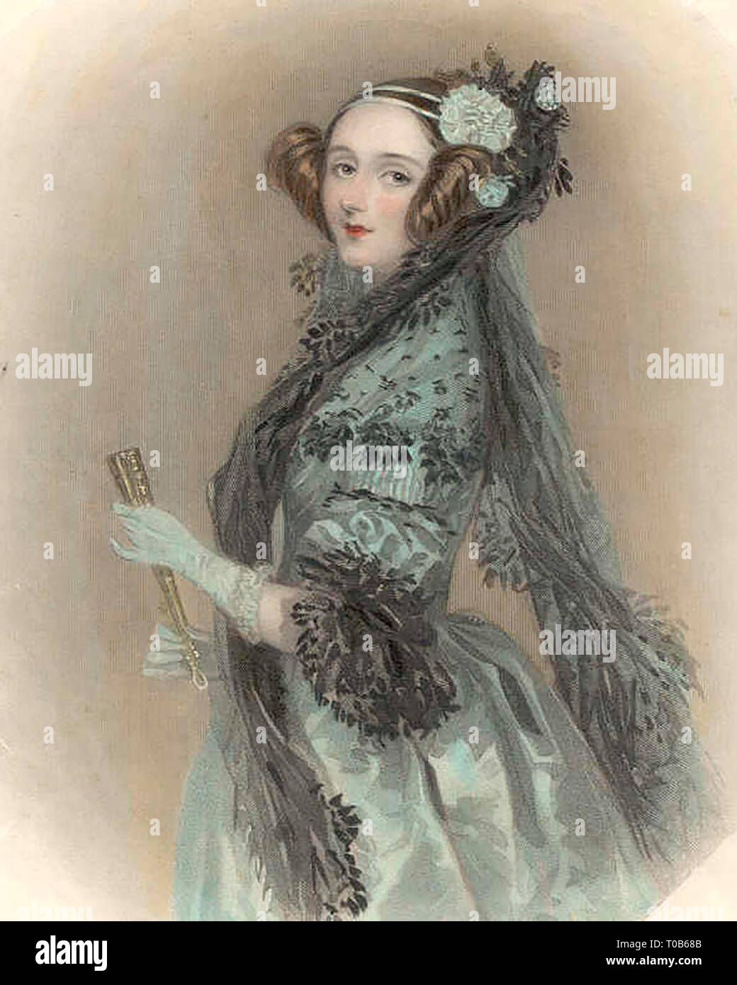 Portrait of Ada Lovelace, daughter of Lord George Gordon Byron (1838) - William Henry Mote Stock Photo