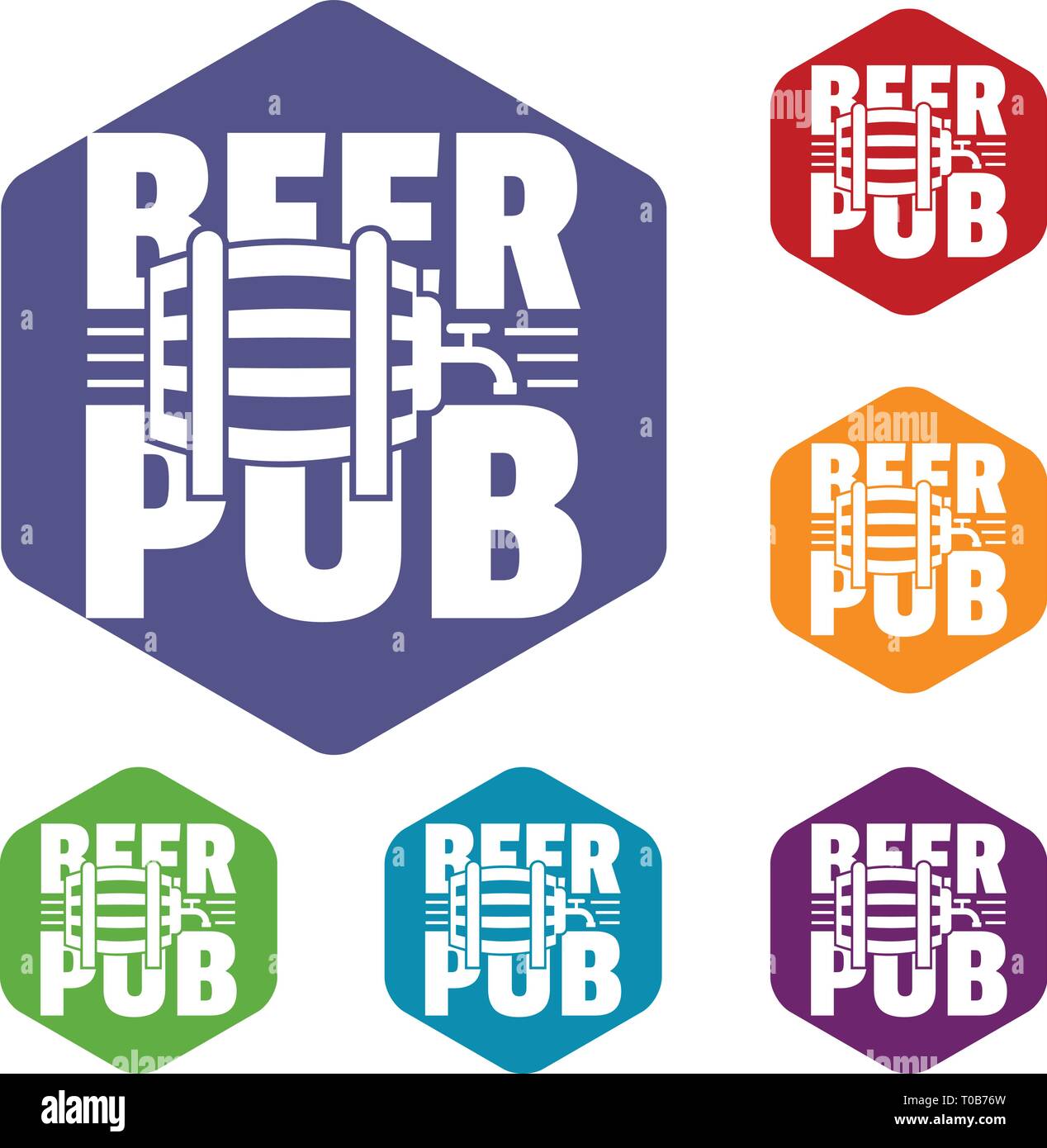 Beer pub icons vector hexahedron Stock Vector