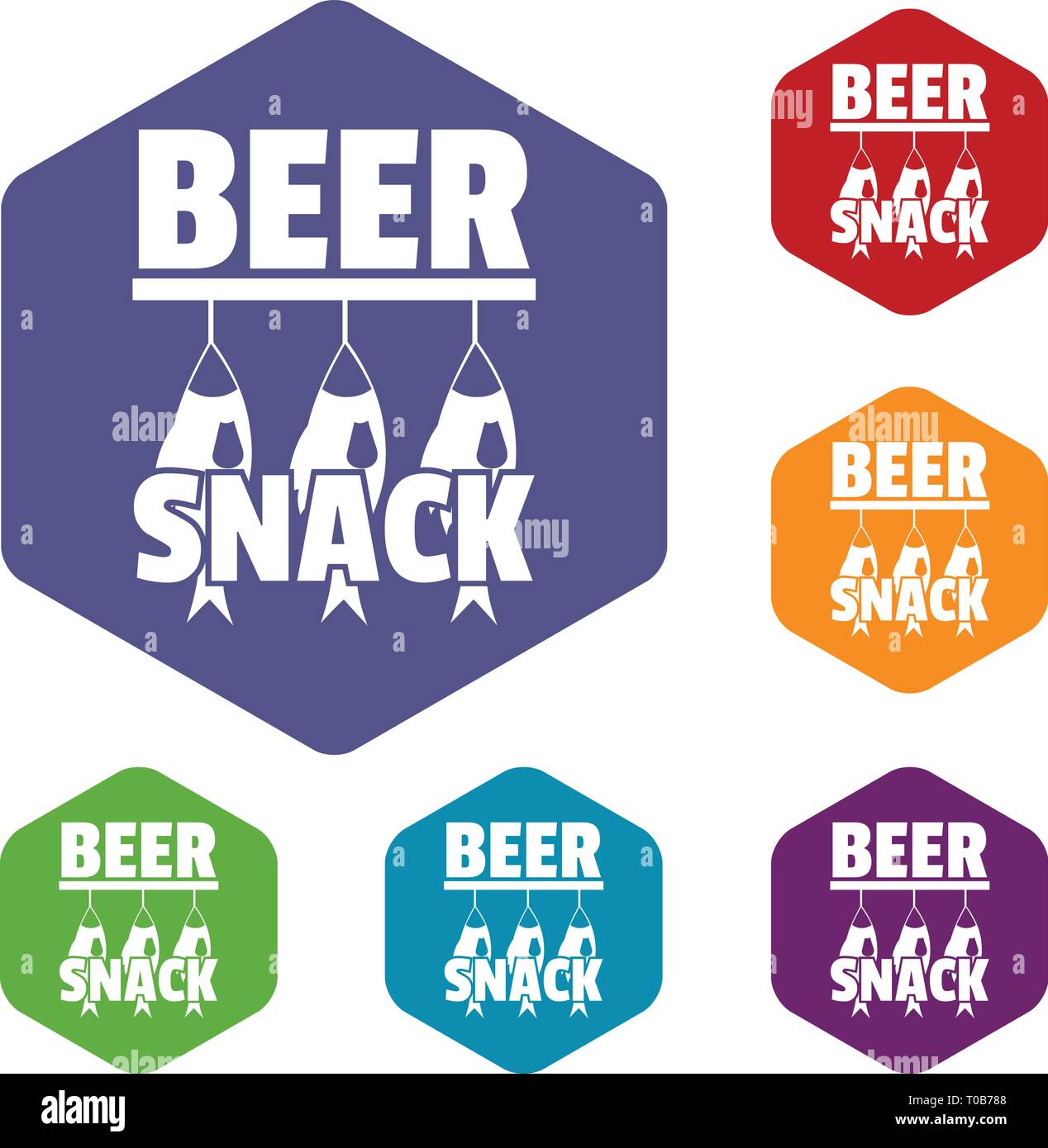 Beer snack icons vector hexahedron Stock Vector